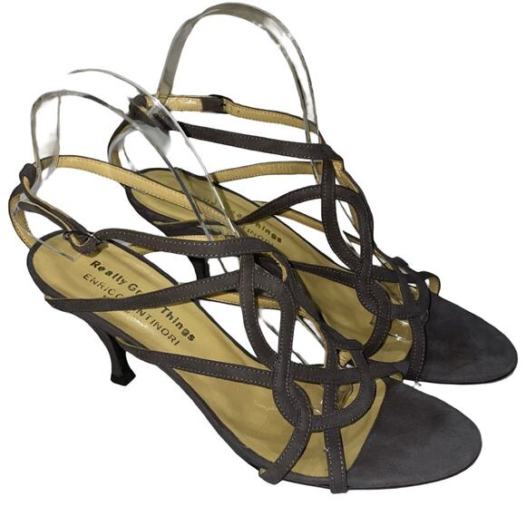 Really Great Things by Enrico Antinori Gray Suede Strappy Heels     Size: EU 38 - Picture 2 of 9